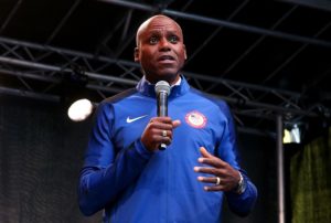 NEW YORK, NY - APRIL 27: Team USA Olympian Carl Lewis speaks during Team USA's Road to Rio Tour presented by Liberty Mutual on April 27, 2016 in New York City. The event marks 100 days until the Opening Ceremony of the Rio 2016 Olympic Games. (Photo by Ed Mulholland/Getty Images for USOC)