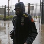 Chuva torrencial na hora do treino da seleção brasileira